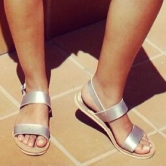 White Leather Double Strap Slingback Sandal - Picture 2 of 7